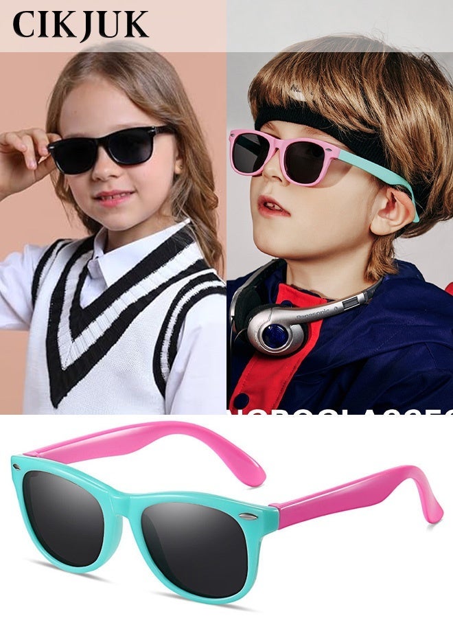 CIKJUK Polarized Kids Sunglasses Boys Girls Rubber Frame Children Sun Glasses Flexible TPEE Sunglass Toddler Sun Glas for Kid Eyewear Age 3-12 Pink - Image 1