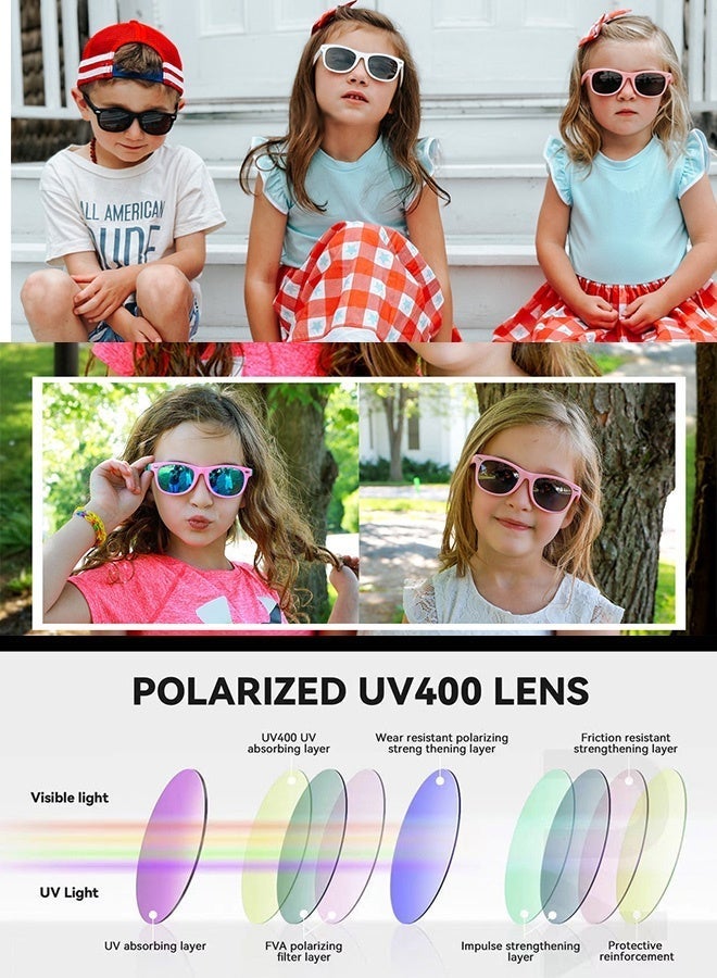 CIKJUK Polarized Kids Sunglasses Boys Girls Rubber Frame Children Sun Glasses Flexible TPEE Sunglass Toddler Sun Glas for Kid Eyewear Age 3-12 Pink - Image 5
