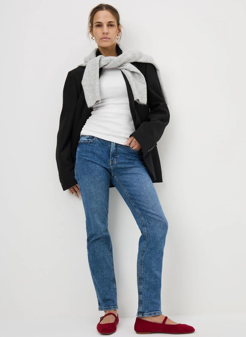 ماتلان White Ruched Side Ribbed T-Shirt