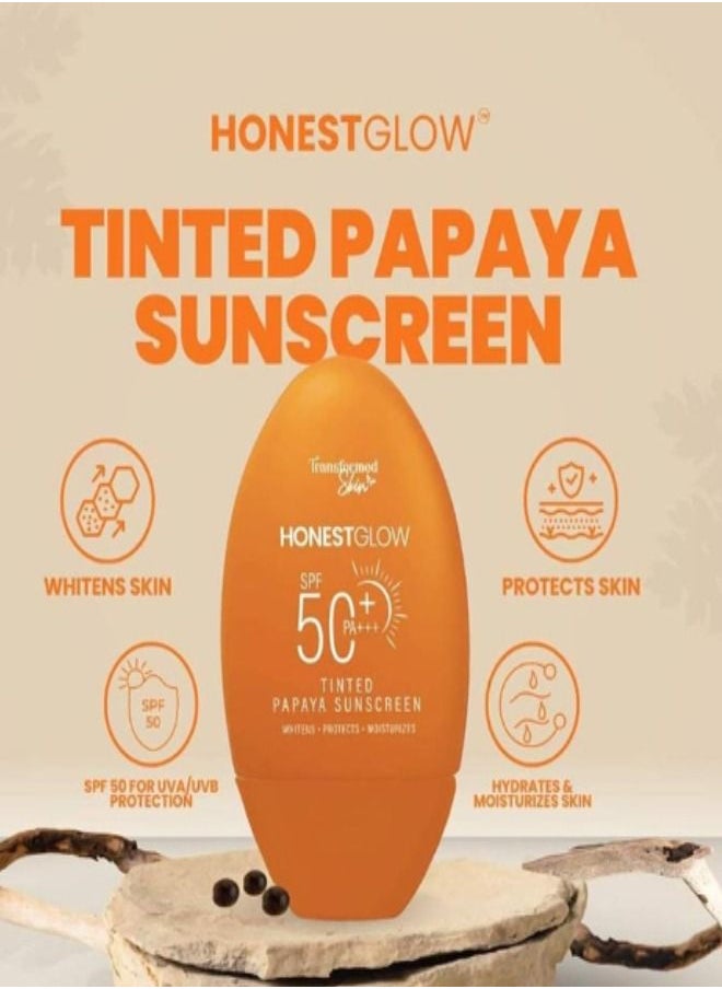 Honest Glow Tinted Papaya Sunscreen SPF-50+++ 50 grams