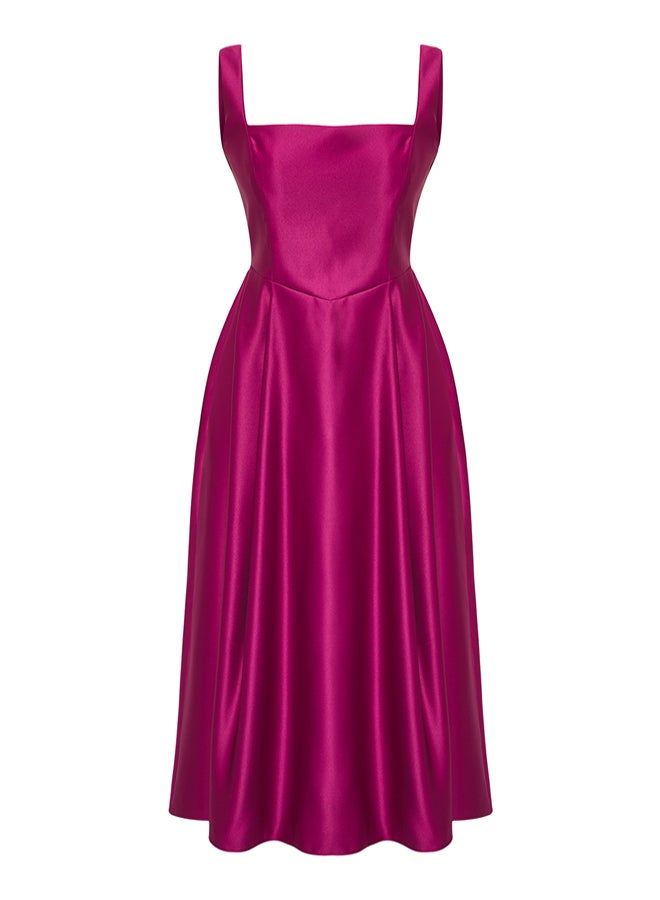 trendyol Plum ALine Satin Woven Chic Evening Dress Night Graduation Dress - Image 5