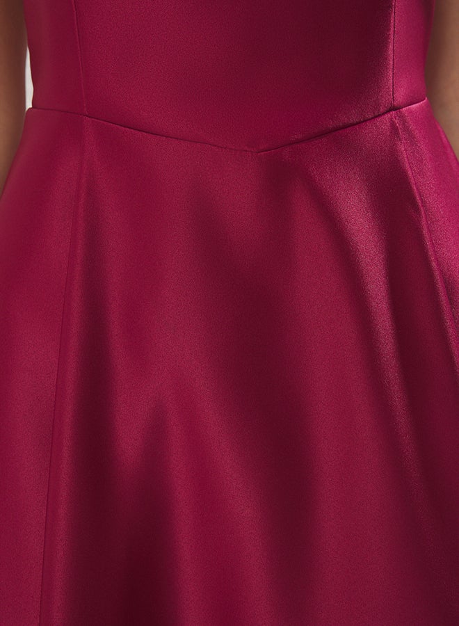 trendyol Plum ALine Satin Woven Chic Evening Dress Night Graduation Dress - Image 4