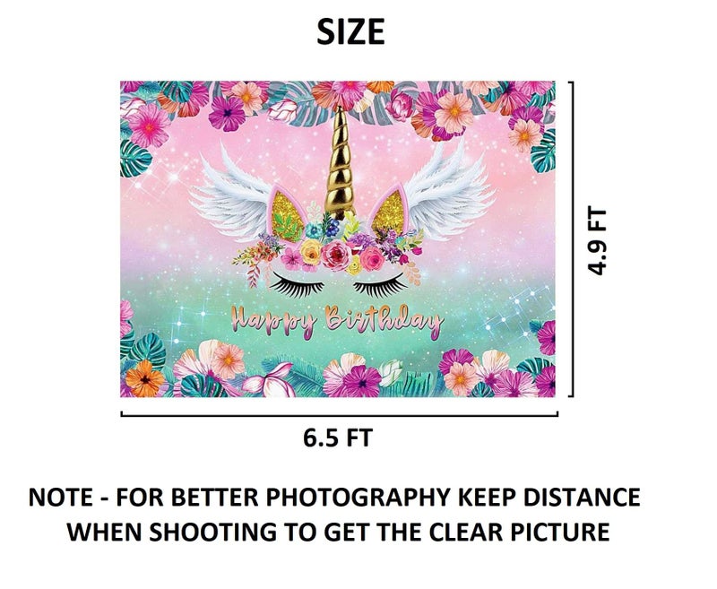 FI - FLICK IN 1 pc Unicorn Theme Backdrop Cloth (6.5ft X 5ft) Magical Unicorns Backdrop Curtain for Birthday Unicorn Theme Birthday Decorations (Pack of 1, Multicolor) - Image 2