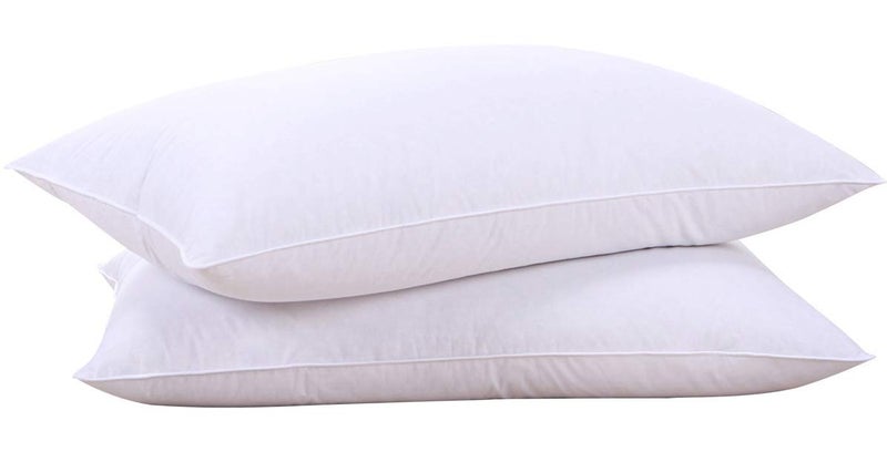 puredown® Goose Feathers and Down White Pillows with 100% Cotton Cover, Bed Sleeping Hotel Collection Pillows Set of 2, Standard Size - Image 1