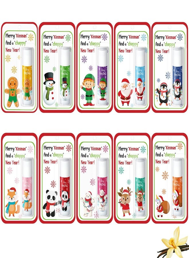 Sacubee 10 Pack Christmas Lip Balms Bulk Christmas Party Gifts Favors Stocking Stuffers Holiday Lip Balms Employee Staff Team Appreciation Gifts Thank You for Teacher Coworkers (Cute - Image 1