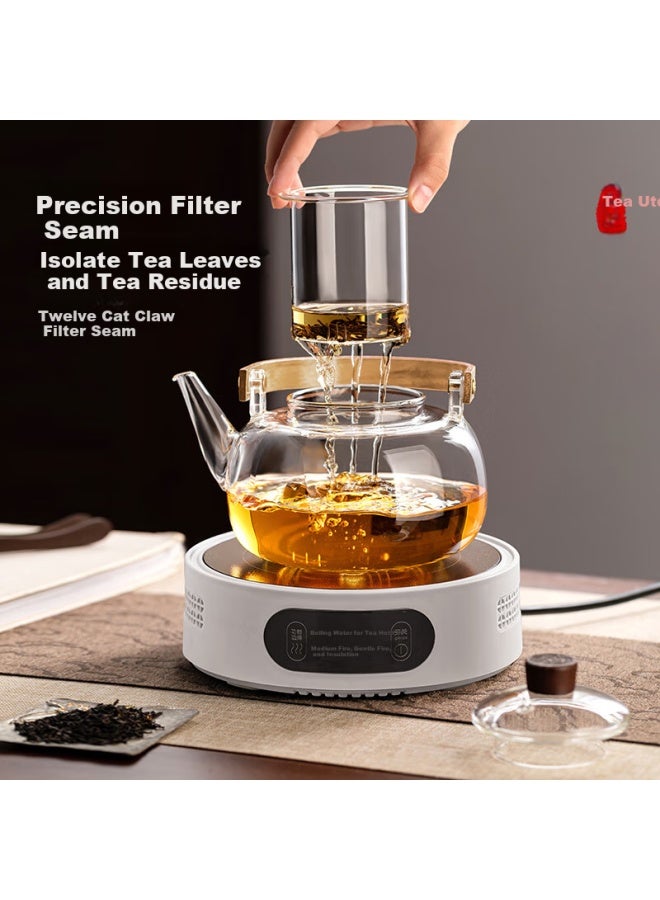 Yihutea Glass Tea Kettle High Borosilicate Tea Set Electric Ceramic Stove High Temperature Resistant Can Be Used On Open Flame Stove Flower Tea Teapot With Lifting Handle - Image 3