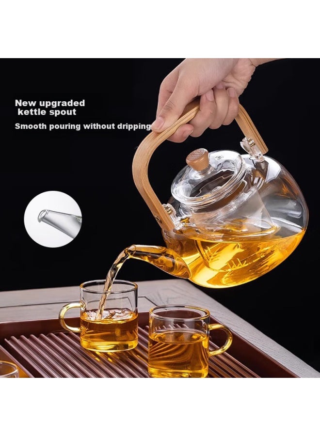 Yihutea Glass Tea Kettle High Borosilicate Tea Set Electric Ceramic Stove High Temperature Resistant Can Be Used On Open Flame Stove Flower Tea Teapot With Lifting Handle - Image 2