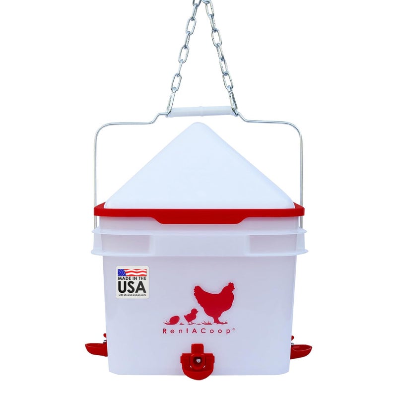 RentACoop 2 Gallon Chicken Waterer, BPA-Free Plastic Bucket Waterer Set with 4 Horizontal Nipples, Large Capacity Poultry Waterer - Center Placement - Image 1