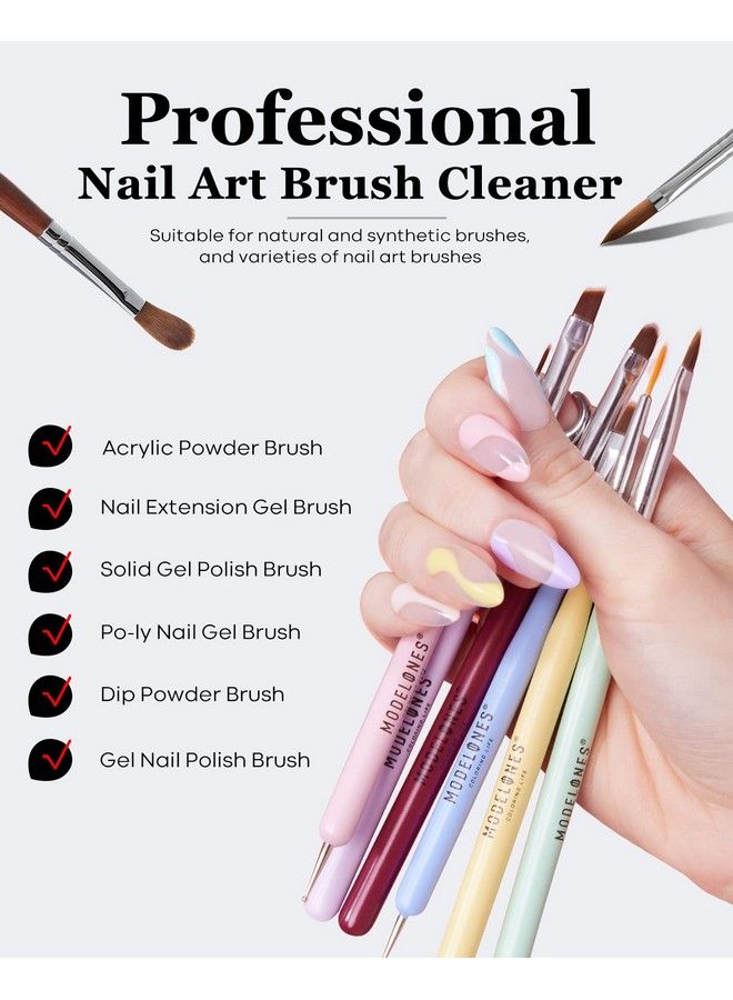 modelones Nail Art Brush Cleaner & Restorer For Solid Gel Polishnail Extension Gelbuilder Gelnail Art Linerdip Powderacrylic Powder Manicure Brush Diy Salon At Home 80Ml W Pro Nail Art Brush - Image 4