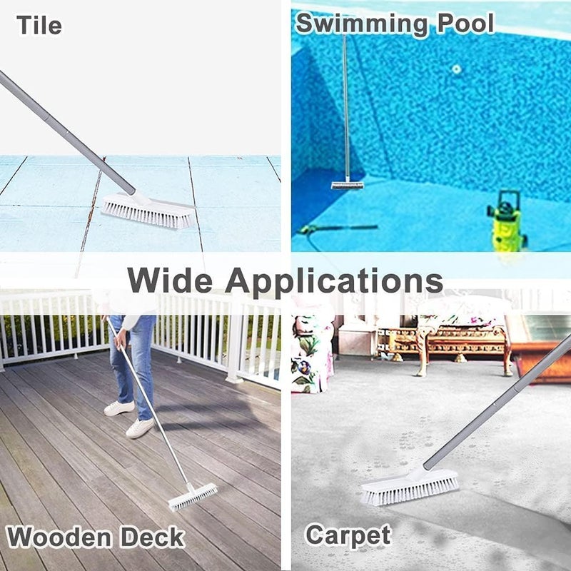 Ronest Bathroom Cleaning Brush with Wiper 2 in 1 Tiles Cleaning Brush Floor Scrub Brush with Long Handle White scrubbing Brush Efficient Cleaning for Wall Kitchen Bathroom White Wiper - Image 5