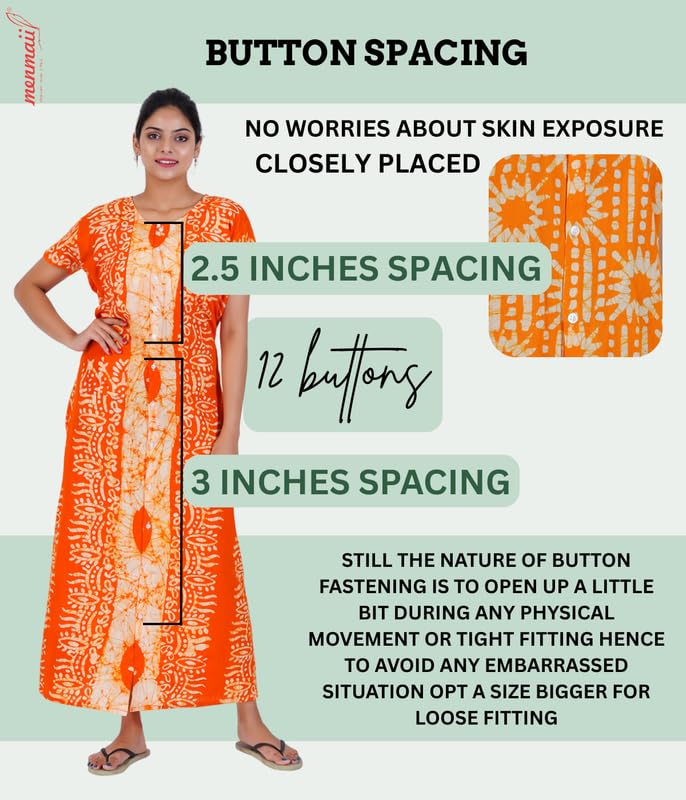 MENMAII Full Length [L-4XL] - Women's Full Open/Front Buttoned Multipurpose Nighty for Pregnancy/Elderly/Patient/Feeding/Hospital Purpose Nighty [a Kind of Adaptive Clothing] -[Yellow Btk_2XL] - Image 2