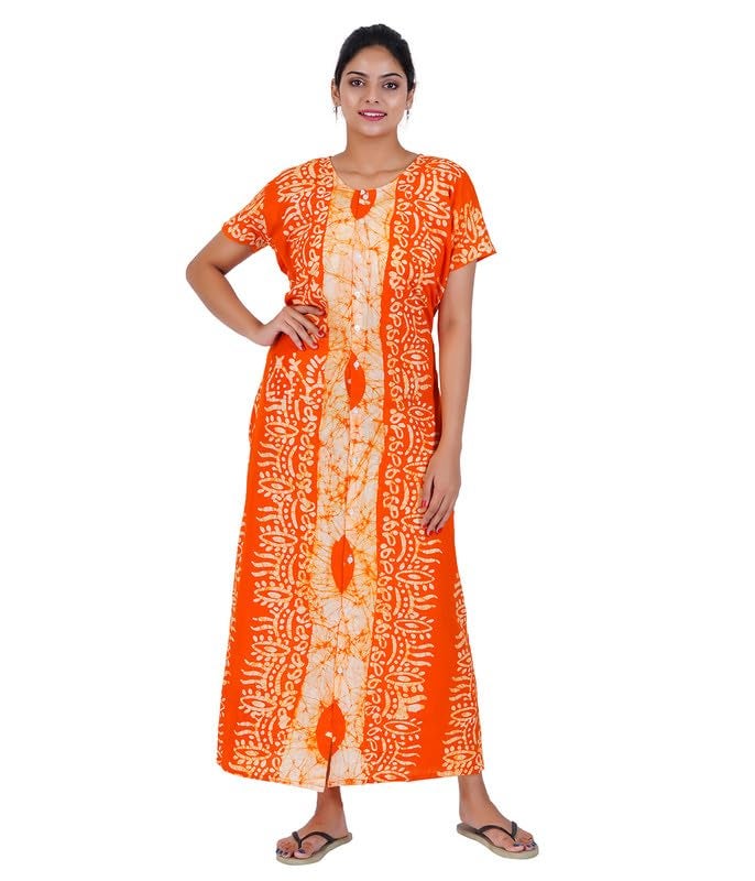 MENMAII Full Length [L-4XL] - Women's Full Open/Front Buttoned Multipurpose Nighty for Pregnancy/Elderly/Patient/Feeding/Hospital Purpose Nighty [a Kind of Adaptive Clothing] -[Yellow Btk_2XL] - Image 1