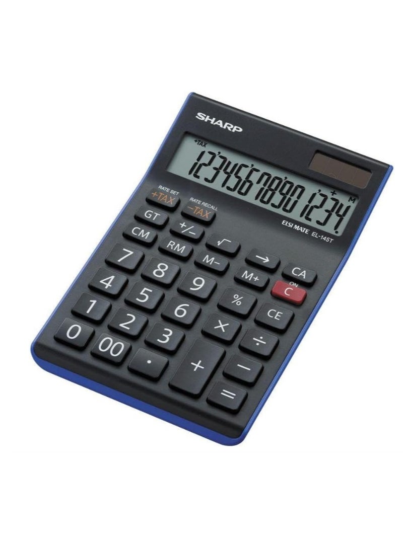 Sharp Desktop Calculator, 14 Digits, Blue, EL-145T-BL - Image 1