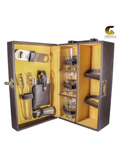 CARUZILA CARUZILA Bar Accessories Mega Bar Set Portable Leatherette Briefcase Bar Set Bar Set Bar Set for Picnic Bar Set for Travel Bar Set for Car Whiskey Glasses  - Image 2