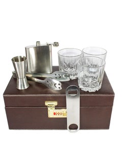 CARUZILA CARUZILA Bar Accessories Mega Bar Set Portable Leatherette Briefcase Bar Set Bar Set Bar Set for Picnic Bar Set for Travel Bar Set for Car Whiskey Glasses  - Image 4