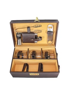 CARUZILA CARUZILA Bar Accessories Mega Bar Set Portable Leatherette Briefcase Bar Set Bar Set Bar Set for Picnic Bar Set for Travel Bar Set for Car Whiskey Glasses  - Image 1