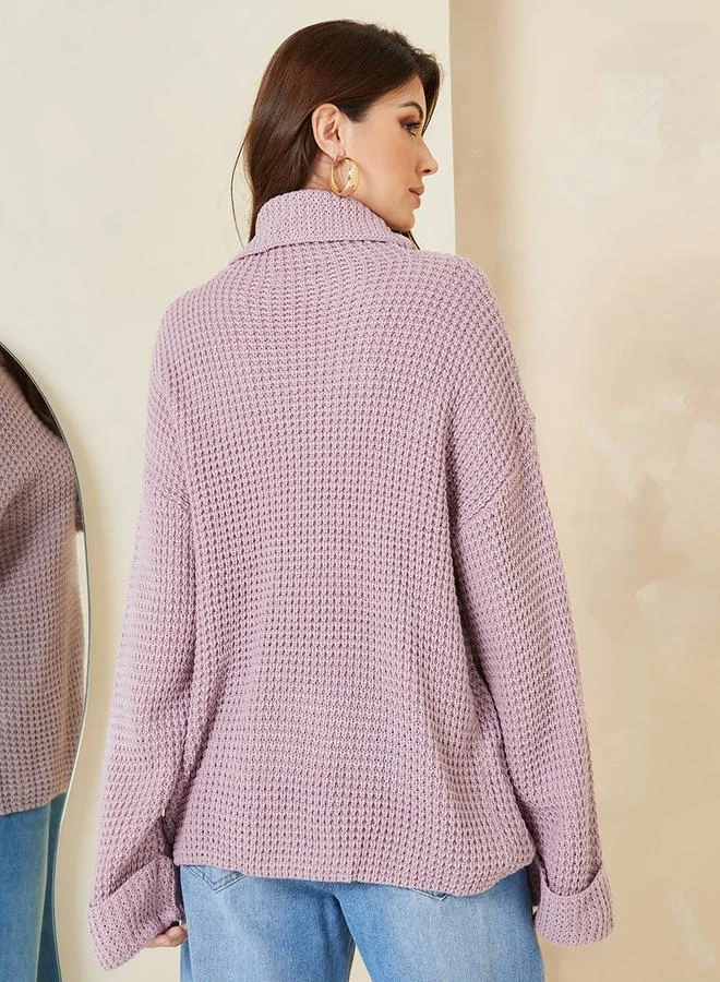 Styli Oversized Chunky Knit Turtle Neck Sweater