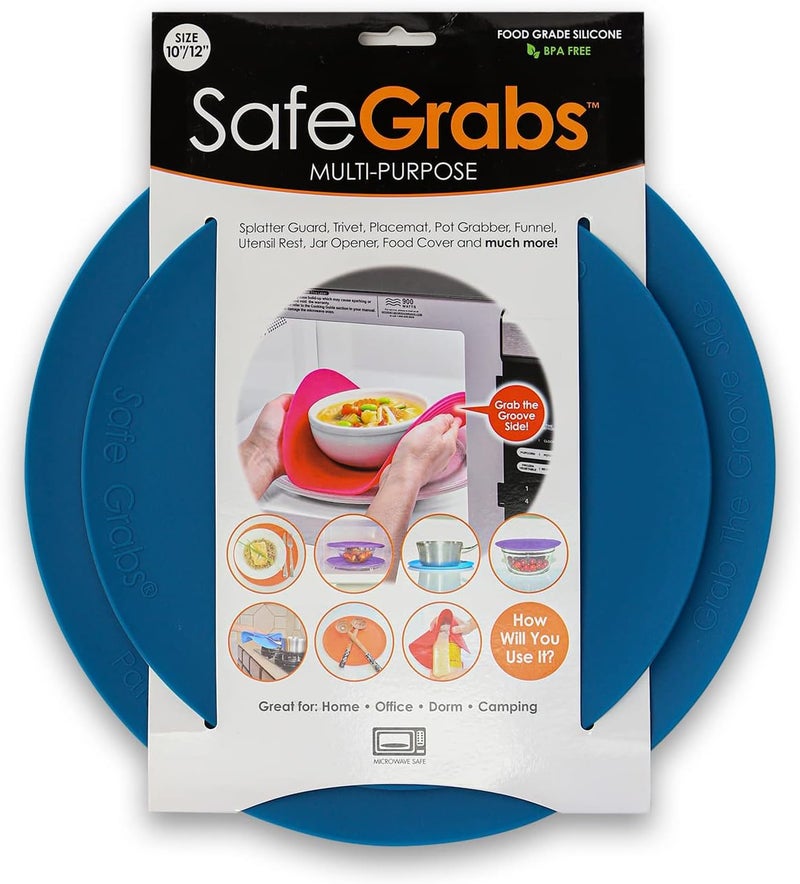 Safe Grabs : Original Microwave Mat as Seen on Shark Tank | Splatter Guard, Trivet, Hot Pad, Pot Holder, Minimize Mess (BPA Free, Heat Resistant, Dishwasher Safe), (Spruce, (10" & 12")) - Image 1