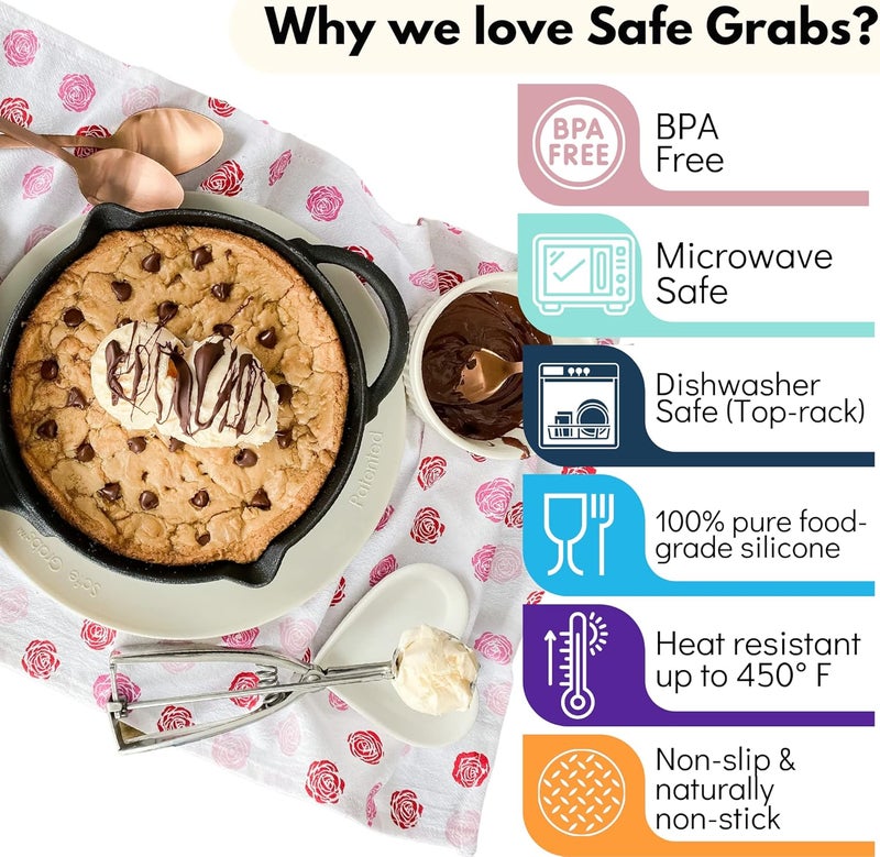 Safe Grabs : Original Microwave Mat as Seen on Shark Tank | Splatter Guard, Trivet, Hot Pad, Pot Holder, Minimize Mess (BPA Free, Heat Resistant, Dishwasher Safe), (Spruce, (10" & 12")) - Image 2