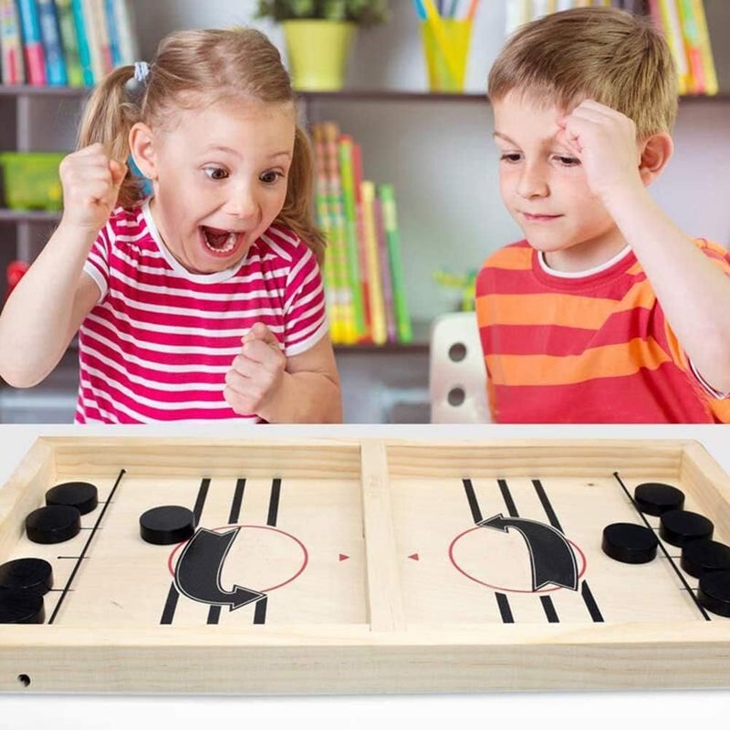 moopok Fast Sling Puck Game - Fast Action Foosball Table Super Winner Wooden Air Hockey Board Game - Desktop Battle Slingshot Game - Fun for Family Game or Party with Friends - Image 2