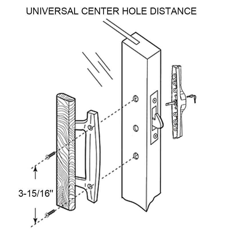 ALLYWASAI Patio Sliding Patio Door Handle Set with Mortise Lock, Key Cylinder and Keeper, Wood Handle Lock Set Fits Door Thickness from 1-1/2" to 1-3/4", 3-15/16" Screw Hole Spacing, Keyed, White - Image 3