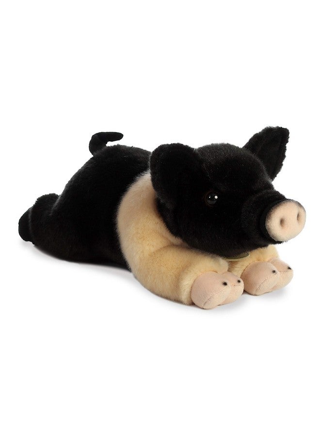 Aurora® Realistic Miyoni® Hampshire Pig Stuffed Animal - Lifelike Detail - Cherished Companionship - Black 12 Inches - Image 1