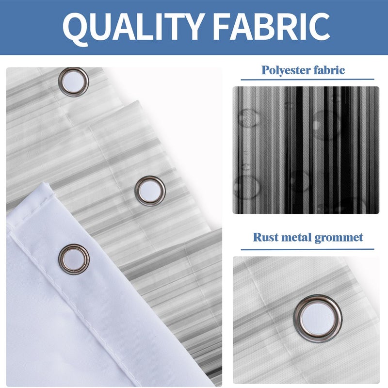 AAtter ATTER Black and Gray Surtain White Gray Ombre Mens Trendy Silver Silver Abstract Abstrical Asestistic Fabric Home Bathrate Decord Sterub مع 12 Hooks 60x72 Modern - Image 4