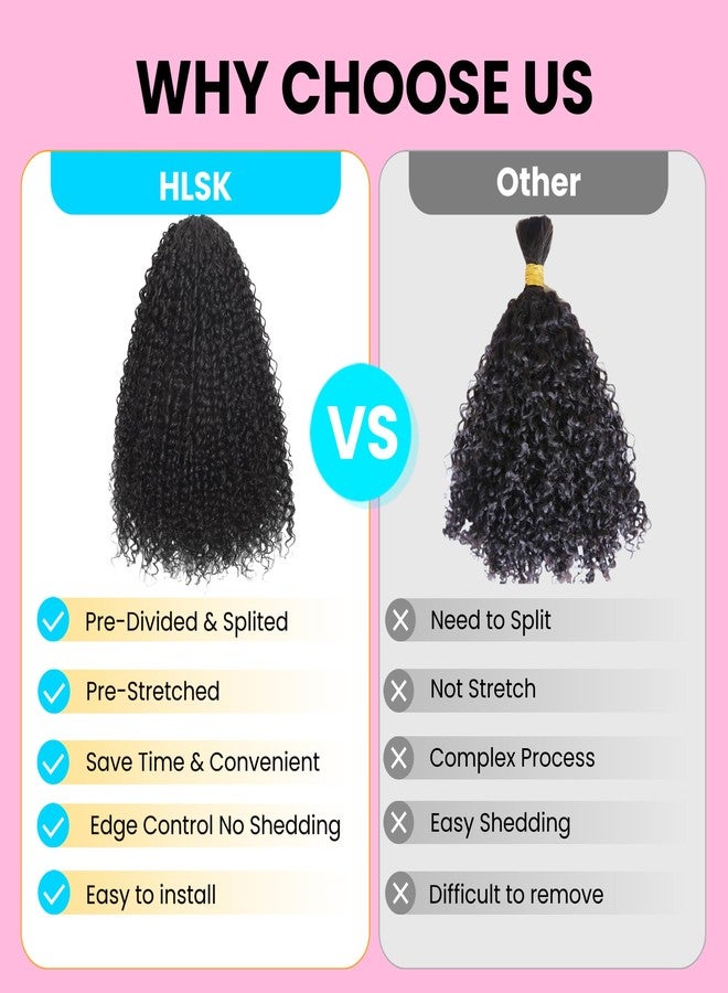 HLSK Curly Knotless Pre-Separated Crochet Hair Extensions 140G Micro Pre Looped Crochet Human Hair Extensions Curly 100% Human Hair Extensions Natural Color (Natural Black(140g), 16 Inch) - Image 5