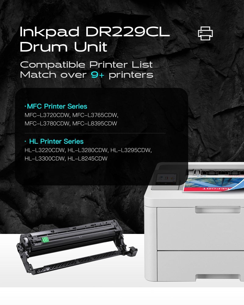iNKPAD Compatible DR229CL Drum Unit (NOT Toner) Replacement for Brother DR-229CL DR229 TN229XL Work for MFC-L3720CDW MFC-L3765CDW MFC-L3780CDW HL-L3220CDW HL-3280CDW HL-L3295CDW Printer (4 Pack) - Image 2