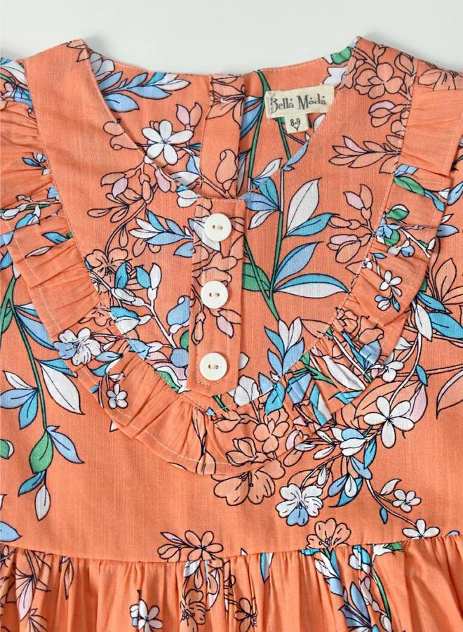 BELLA MODA Floral Ruffle Trim Dress