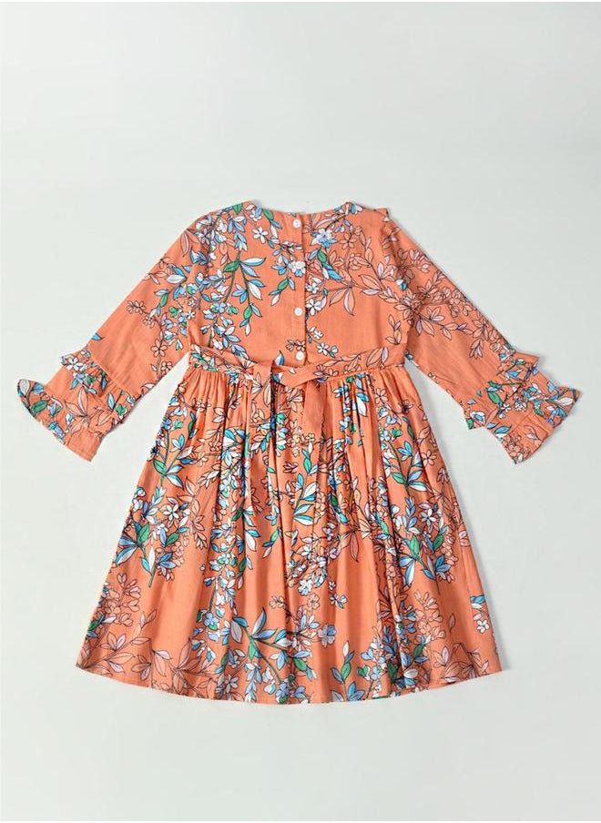 BELLA MODA All-Over Print Button Detail Long Sleeves Dress by Styli  - Image 2