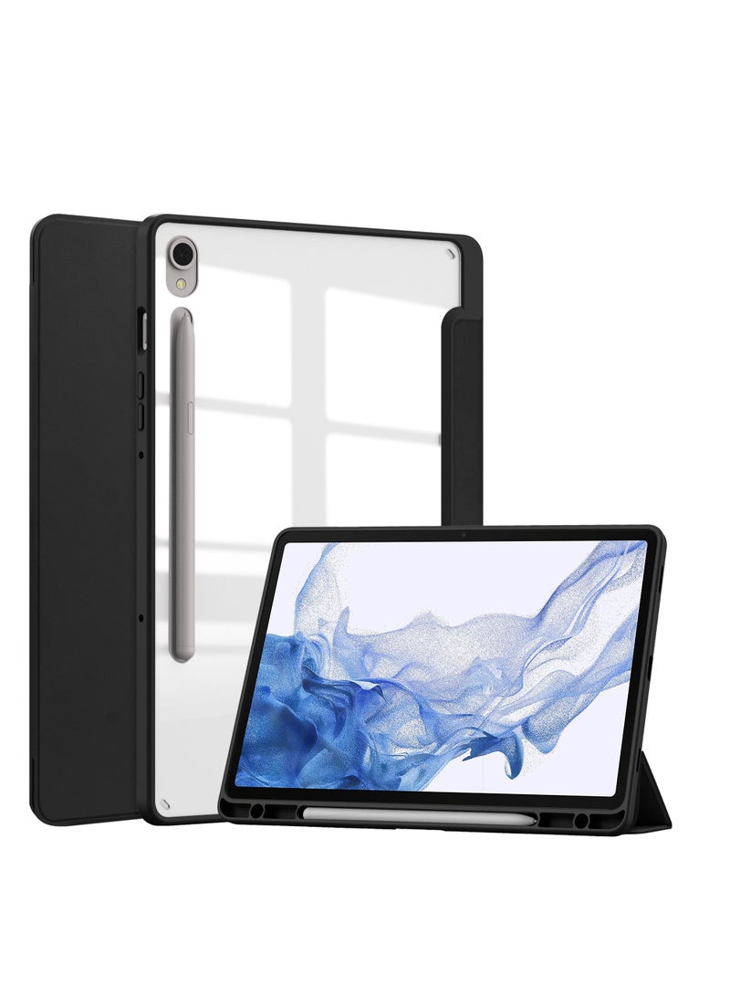 Case Compatible With Samsung Galaxy Tab S9 11 Inch 2023 with Pencil Holder Clear Transparent Back Shell Slim Stand Shockproof Tablet Cover Auto Wake/Sleep - Image 1