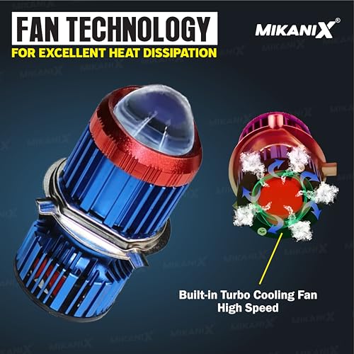 MIKANIX Super Bright H4 Fitting CYT Led Headlight Bulb | Dual Color | High and Low Beam | Lens Projector Headlamp Bulb with Cooling Fan for All Bikes and Scooters - Image 5
