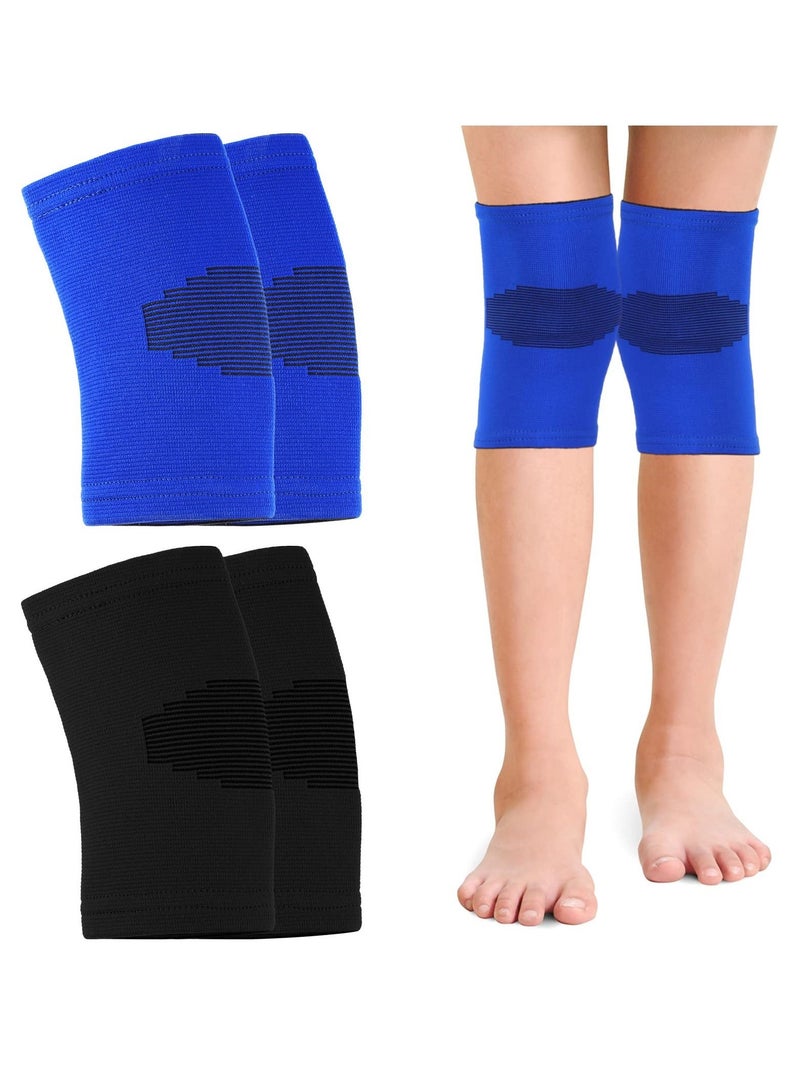 KASTWAVE Knee Sleeve for Kids, Knee Brace Knee Support for Children, Knee Compression Sleeve Child Knee Pads for Basketball Volleyball Sports Gymnastics Blue and Black  2 Pairs, M  - Image 1