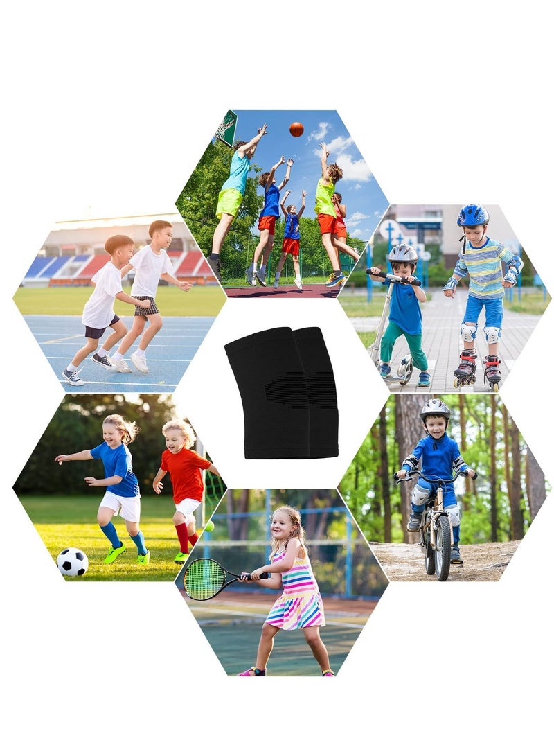 KASTWAVE Knee Sleeve for Kids, Knee Brace Knee Support for Children, Knee Compression Sleeve Child Knee Pads for Basketball Volleyball Sports Gymnastics Blue and Black  2 Pairs, M  - Image 4