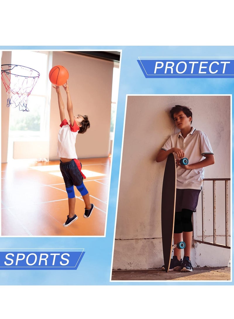 KASTWAVE Knee Sleeve for Kids, Knee Brace Knee Support for Children, Knee Compression Sleeve Child Knee Pads for Basketball Volleyball Sports Gymnastics Blue and Black  2 Pairs, M  - Image 3