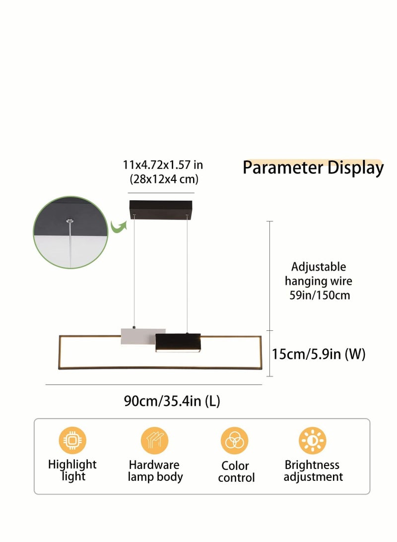 Haikomin Led Pendant Light Dimmable Modern Led Chandelier Lamp With Remote Creative Square Hanging Pendant Lighting Adjustable Ceiling Pendant Light Fixture For Kitchen Dining Room Bedroom - Image 5