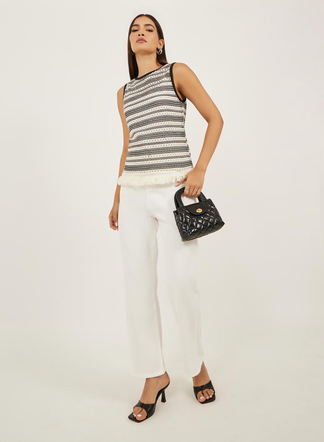 Styli Self Striped Round Neck Tank T-Shirt  - Image 2