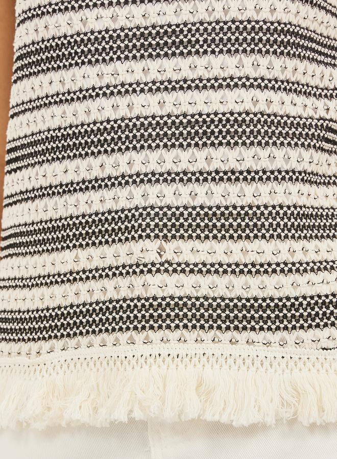 Styli Self Striped Round Neck Tank T-Shirt  - Image 4