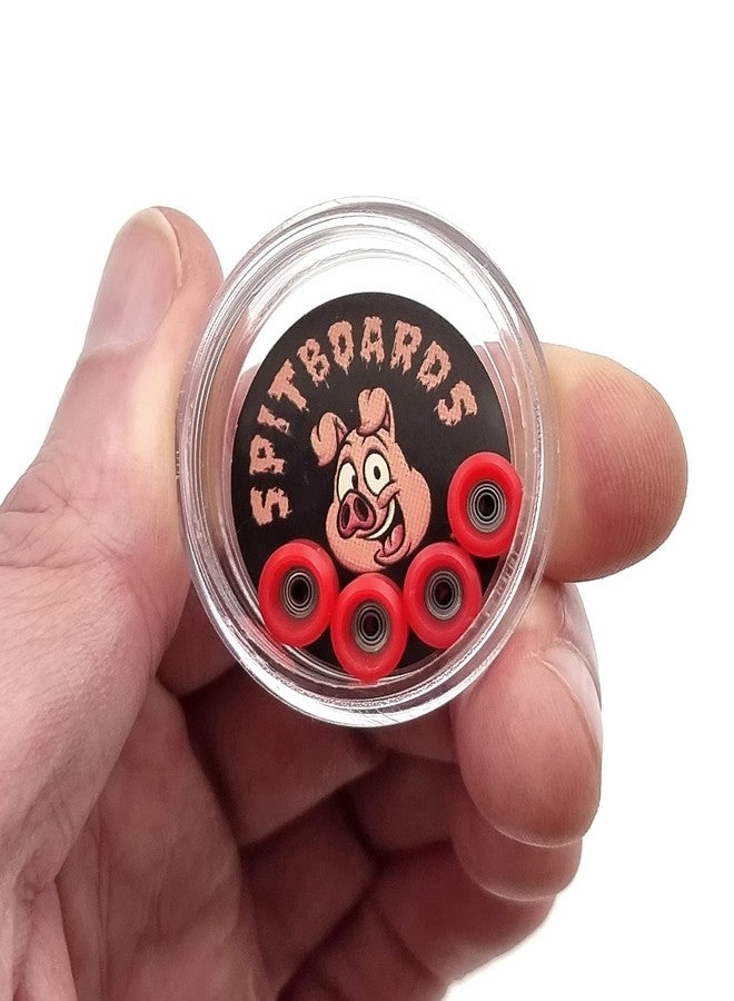 SPITBOARDS® Fingerboard Pro Wheels with Real Ball Bearings, Professional CNC Polyurethane Quality, Street Wheels Shape (Red) - Image 3