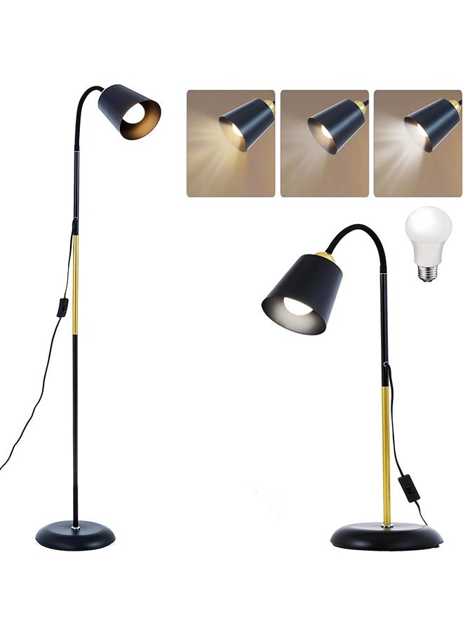 Joshberg Adjustable Floor Lamp,Gooseneck Floor Lamp Industrial Adjustable Height Bendable Small Floor Corner Lamp with 12W Blub,3 Color Temperature(Black)  - Image 1