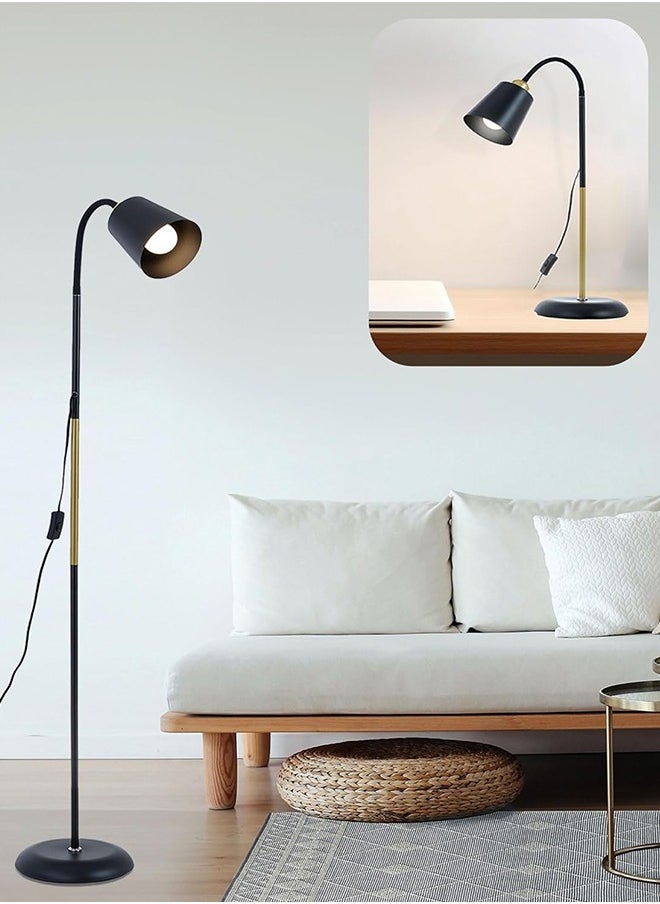Joshberg Adjustable Floor Lamp,Gooseneck Floor Lamp Industrial Adjustable Height Bendable Small Floor Corner Lamp with 12W Blub,3 Color Temperature(Black)  - Image 3