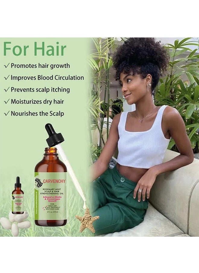 CARVENCHY Rosemary Mint Scalp & Hair strengthening Oil,Hair Care Essential Oil Wash Free,Thrive Growth Hair Oil 59ml  - Image 5
