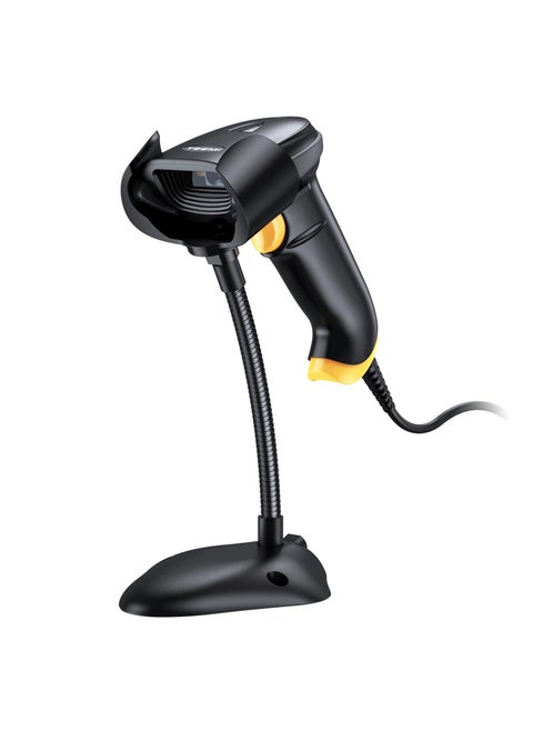 TEEMI 2D Barcode Scanner with Smart Stand USB Wired Handheld Automatic QR Data Matrix PDF417 OCR bar Codes Imager Global Shutter Computer Screen Scan for Windows Mac and Linux PC POS, Stand Included