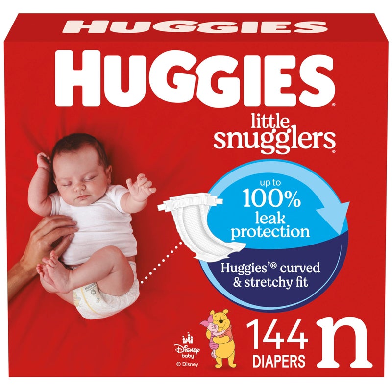 Huggies Size Newborn Diapers, Little Snugglers Baby Diapers, Size Newborn (up to 10 lbs), 144 Count, Packaging May Vary - Image 1