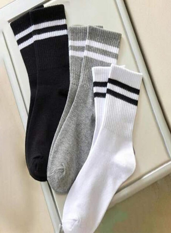 LUCKIEY Striped Crew Socks for Women 12 Pairs - Retro Vintage Cotton Athletic Socks, Soft Stretchy Casual Mid Calf Socks Size 5-11 - Image 5