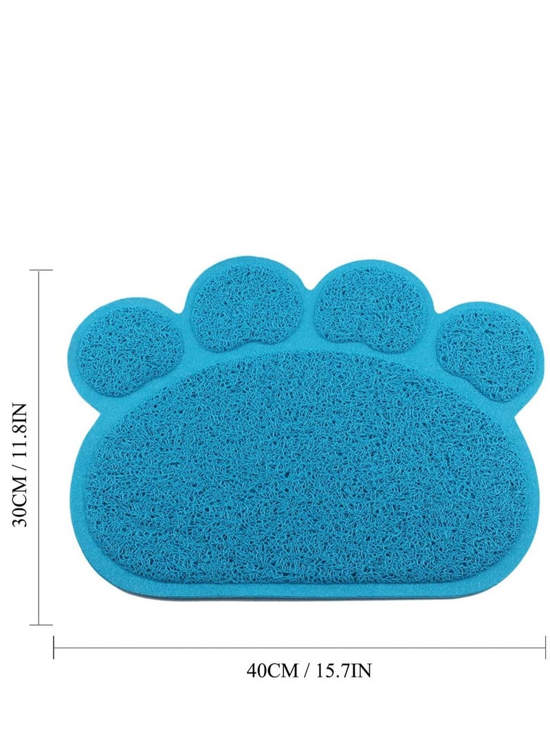 KASTWAVE 1 Pcs Cat Food Mat Waterproof Dog Cat Bowl Mat, PVC Pet Bowl Feeding Mat Small Dog Mat Pet Feeding Mat Pet Food Water Anti-slip Feeding Placemat Paw Shape for Cat Dog Use - Image 2