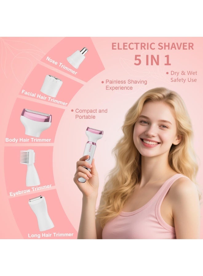 5 in 1 Electric Razor for Women Full Body Hair Trimmer Arm Armpit Private Hair Removal Instrument Dry and Wet Painless Depilator - Image 3