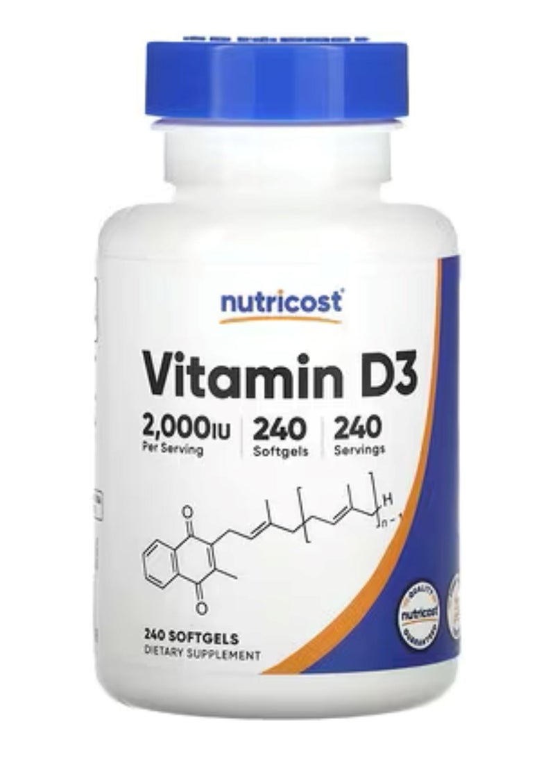 فيتامين د3، 2000 وحدة دولية، 240 كبسولة هلامية - Image 1