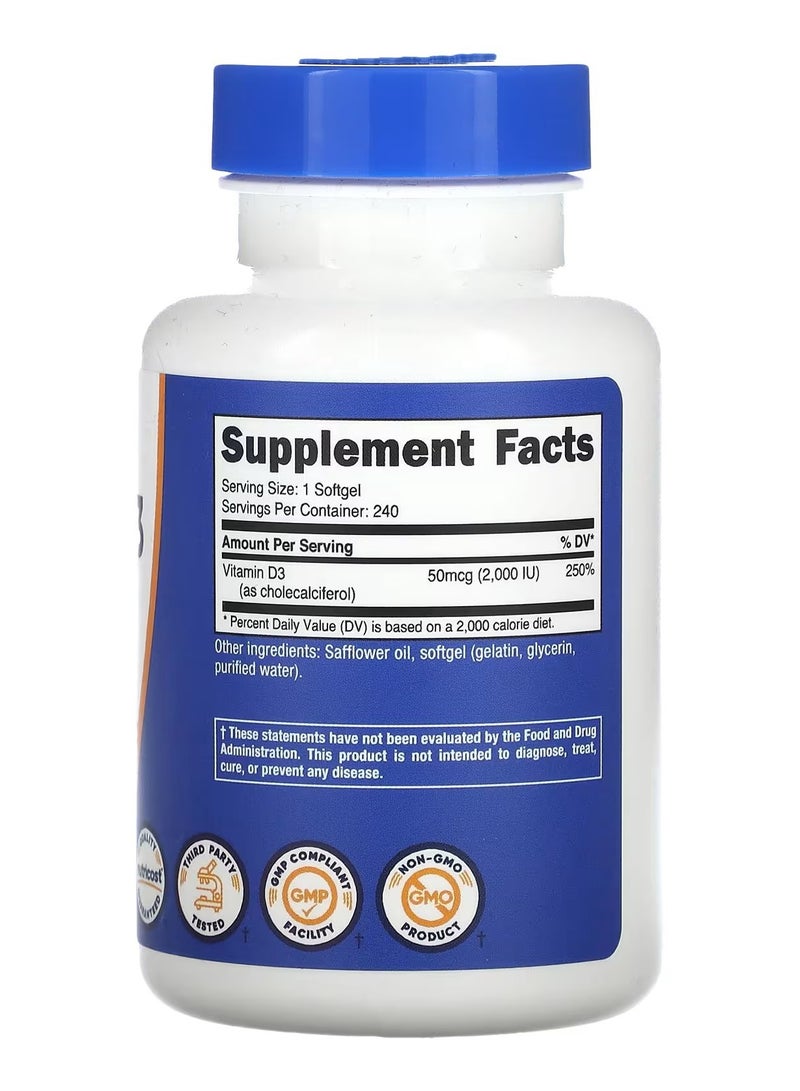 فيتامين د3، 2000 وحدة دولية، 240 كبسولة هلامية - Image 2
